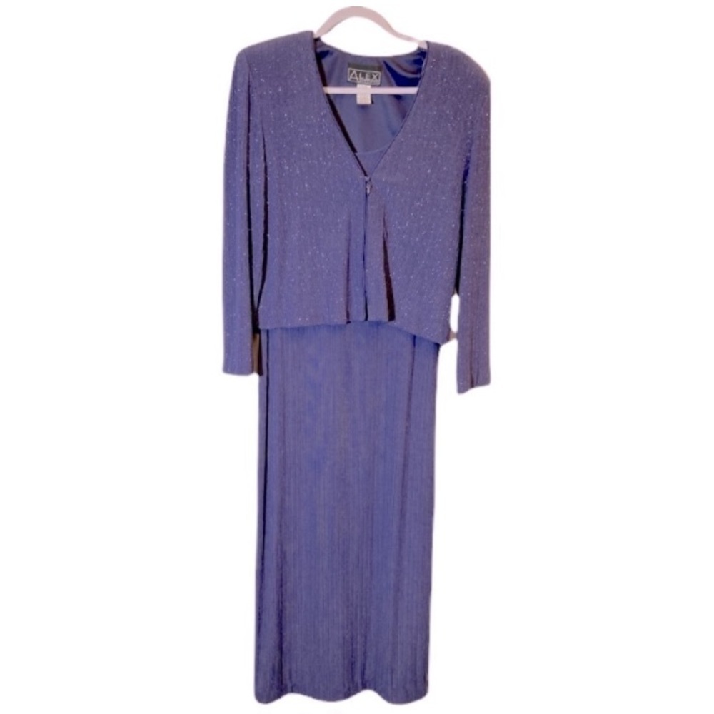 Alex Evenings 2 piece blue dress with jacket. Size appears to be a 12